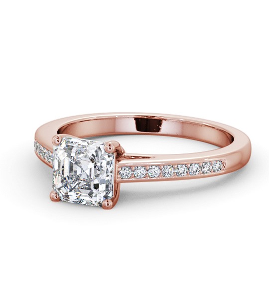  Asscher Diamond Engagement Ring 18K Rose Gold Solitaire With Side Stones - Shrawley ENAS27S_RG_THUMB2 