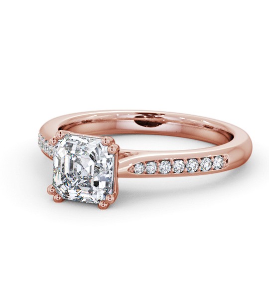  Asscher Diamond Engagement Ring 18K Rose Gold Solitaire With Side Stones - Nirmala ENAS28S_RG_THUMB2 