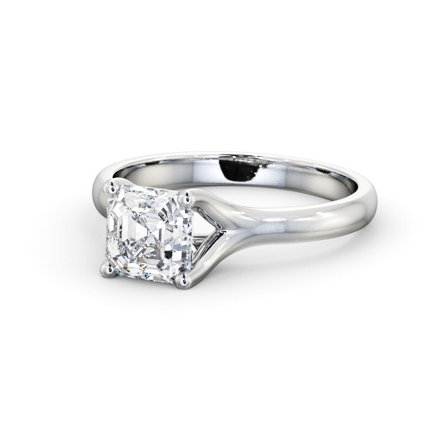 Asscher Diamond Engagement Ring Platinum Solitaire - Seoul ENAS29_WG_FLAT