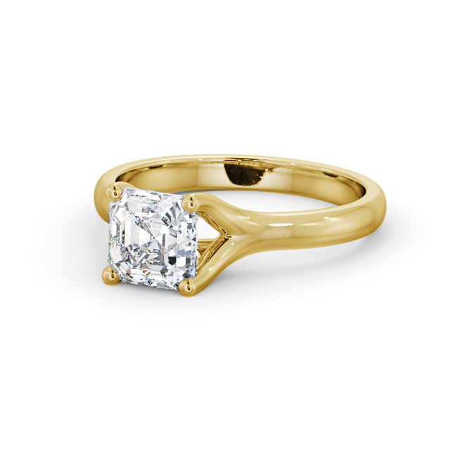 Asscher Diamond Engagement Ring 18K Yellow Gold Solitaire - Seoul ENAS29_YG_FLAT