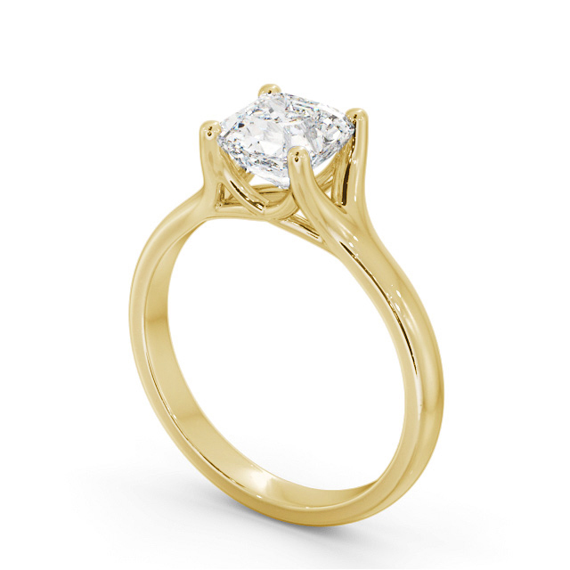 Asscher Diamond Engagement Ring 18K Yellow Gold Solitaire - Seoul ENAS29_YG_SIDE