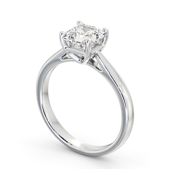 Asscher Diamond Engagement Ring 18K White Gold Solitaire - Apley ENAS2_WG_SIDE