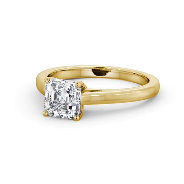 Asscher Diamond Engagement Ring 9K Yellow Gold Solitaire - Beragh ENAS32_YG_FLAT