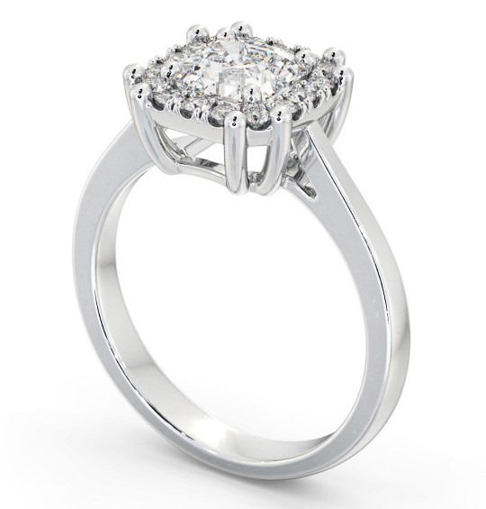  Halo Asscher Diamond Engagement Ring 18K White Gold - Ballantrae ENAS35_WG_THUMB1 