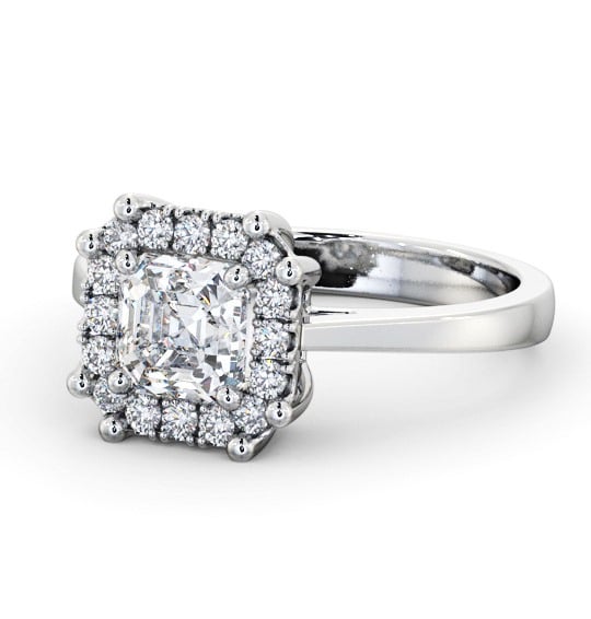  Halo Asscher Diamond Engagement Ring 18K White Gold - Ballantrae ENAS35_WG_THUMB2 