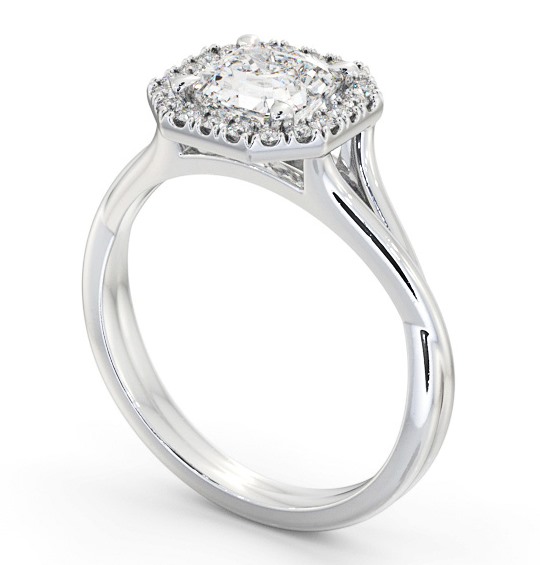  Halo Asscher Diamond Engagement Ring 18K White Gold - Enslow ENAS36_WG_THUMB1 