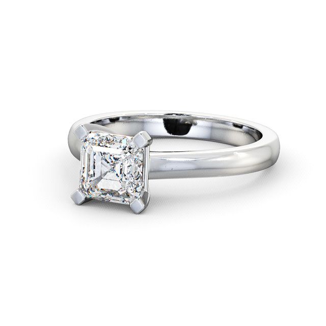 Asscher Diamond Engagement Ring 18K White Gold Solitaire - Dawley ENAS3_WG_FLAT