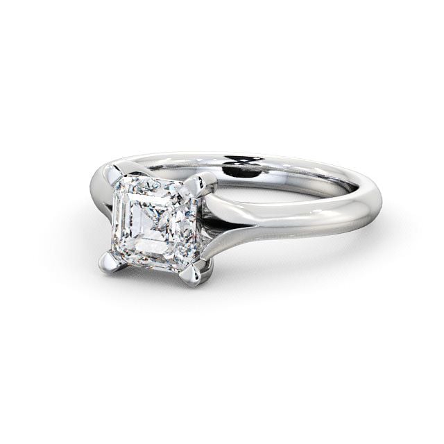 Asscher Diamond Engagement Ring Palladium Solitaire - Rivar ENAS4_WG_FLAT