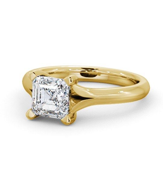  Asscher Diamond Engagement Ring 18K Yellow Gold Solitaire - Rivar ENAS4_YG_THUMB2 