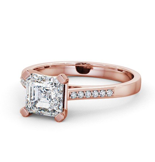  Asscher Diamond Engagement Ring 18K Rose Gold Solitaire With Side Stones - Adby ENAS7S_RG_THUMB2 