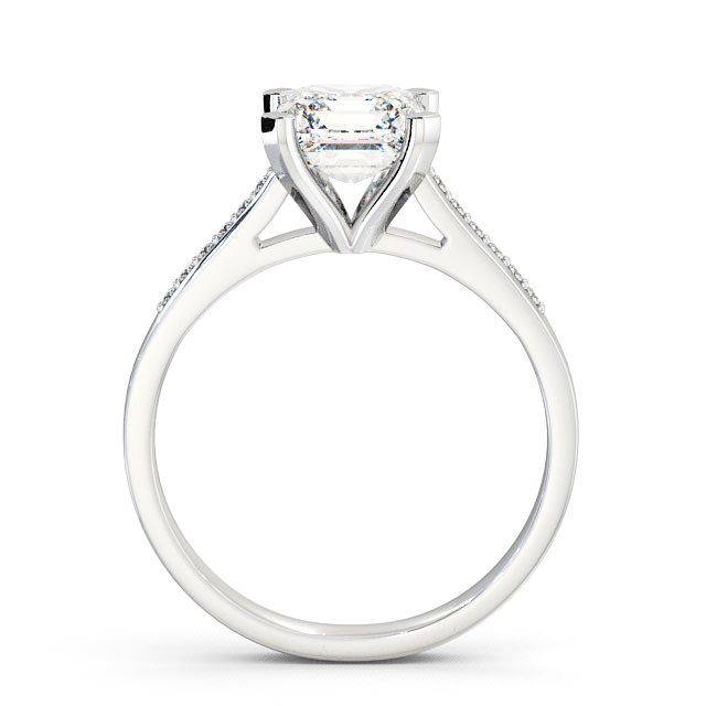 Asscher Diamond Engagement Ring Platinum Solitaire With Side Stones - Adby ENAS7S_WG_UP