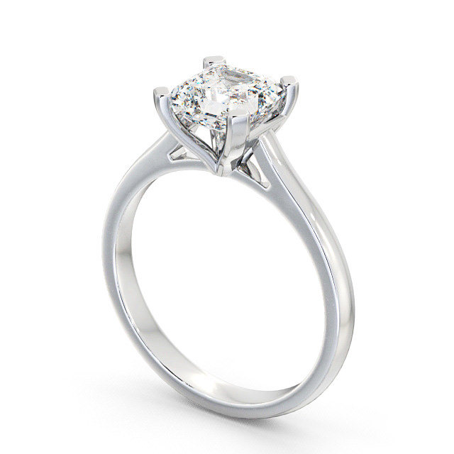 Asscher Diamond Engagement Ring 18K White Gold Solitaire - Arean ENAS7_WG_SIDE