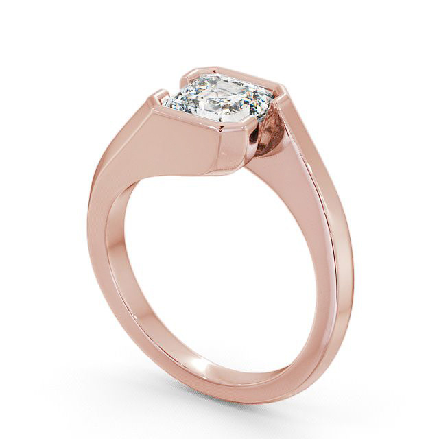 Asscher Diamond Engagement Ring 9K Rose Gold Solitaire - Beaufort ENAS9_RG_SIDE
