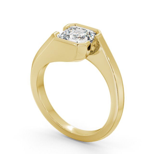 Asscher Diamond Engagement Ring 9K Yellow Gold Solitaire - Beaufort ENAS9_YG_SIDE