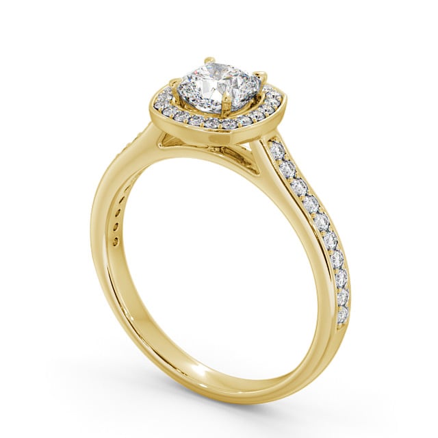 Halo Cushion Diamond Engagement Ring 18K Yellow Gold - Batilly ENCU10_YG_SIDE