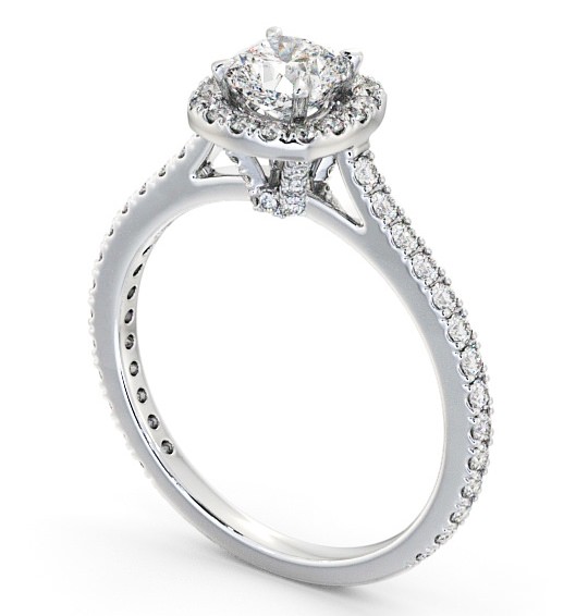  Halo Cushion Diamond Engagement Ring Platinum - Ashdon ENCU12_WG_THUMB1 