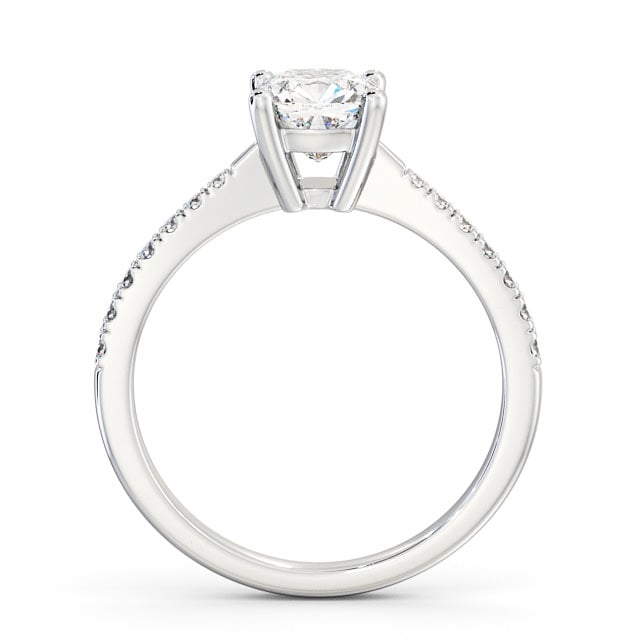 Cushion Diamond Engagement Ring Platinum Solitaire With Side Stones - Annecy ENCU14S_WG_UP