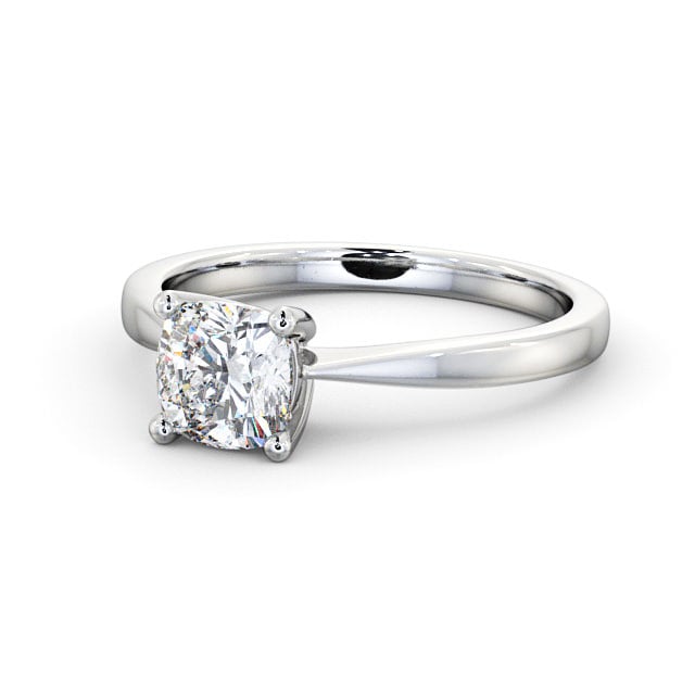 Cushion Diamond Engagement Ring 18K White Gold Solitaire - Naples ENCU14_WG_FLAT