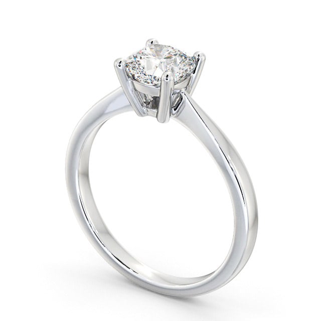 Cushion Diamond Engagement Ring 18K White Gold Solitaire - Naples ENCU14_WG_SIDE