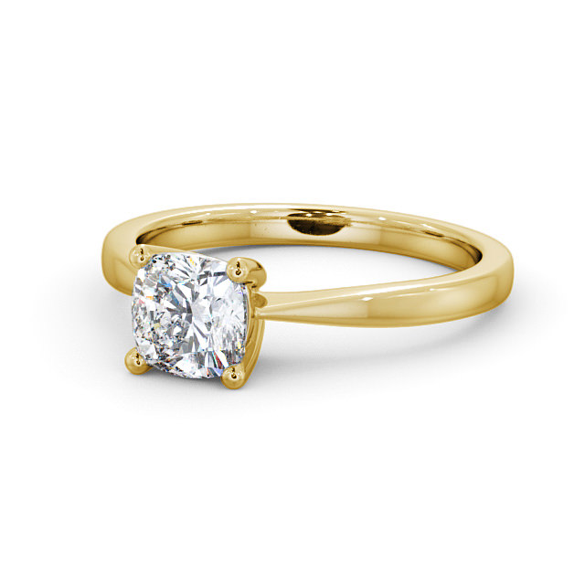 Cushion Diamond Engagement Ring 9K Yellow Gold Solitaire - Naples ENCU14_YG_FLAT