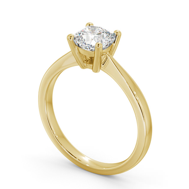 Cushion Diamond Engagement Ring 9K Yellow Gold Solitaire - Naples ENCU14_YG_SIDE