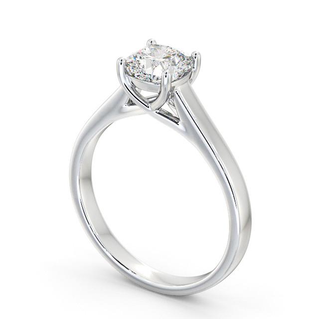 Cushion Diamond Engagement Ring 18K White Gold Solitaire - Sabella ENCU15_WG_SIDE