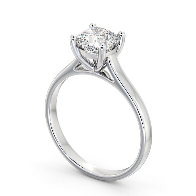 Cushion Diamond Engagement Ring 18K White Gold Solitaire - Lavrean ENCU16_WG_SIDE
