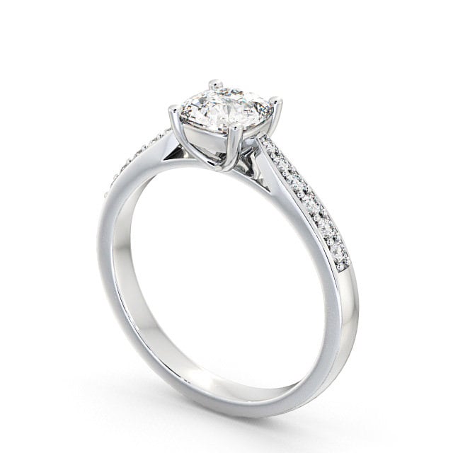 Cushion Diamond Engagement Ring Platinum Solitaire With Side Stones - Alcombe ENCU1S_WG_SIDE