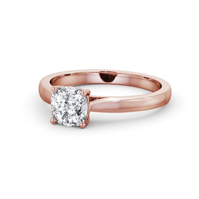 Cushion Diamond Engagement Ring 18K Rose Gold Solitaire - Alscot ENCU1_RG_FLAT
