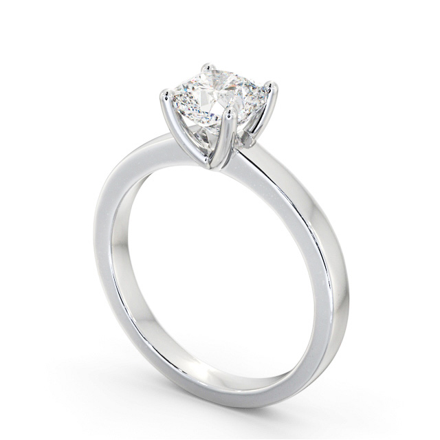 Cushion Diamond Engagement Ring 18K White Gold Solitaire - Antoinette ENCU20_WG_SIDE