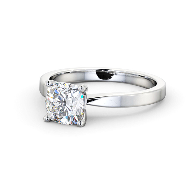 Cushion Diamond Engagement Ring 18K White Gold Solitaire - Otra ENCU21_WG_FLAT