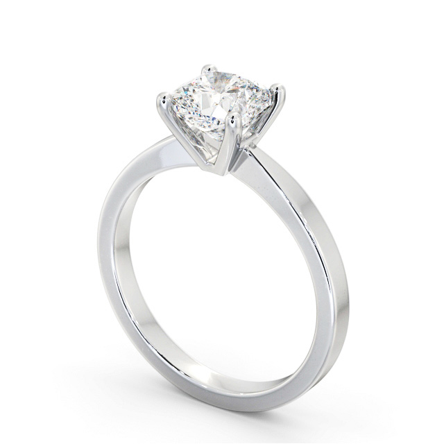 Cushion Diamond Engagement Ring 18K White Gold Solitaire - Otra ENCU21_WG_SIDE