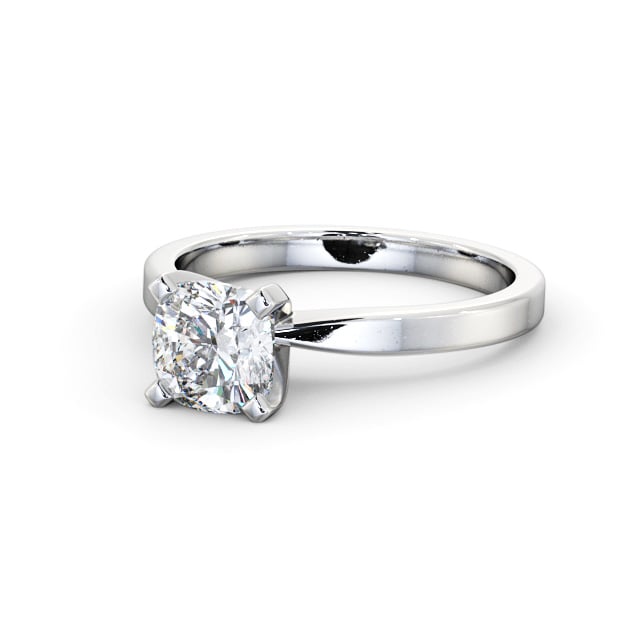 Cushion Diamond Engagement Ring 18K White Gold Solitaire - Dillington ENCU22_WG_FLAT