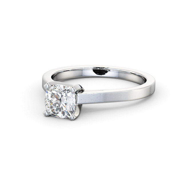 Cushion Diamond Engagement Ring 18K White Gold Solitaire - Illington ENCU23_WG_FLAT