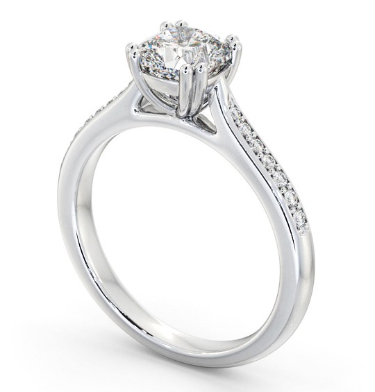 Cushion Diamond Engagement Ring 18K White Gold Solitaire With Side Stones - Latifine ENCU30S_WG_THUMB1