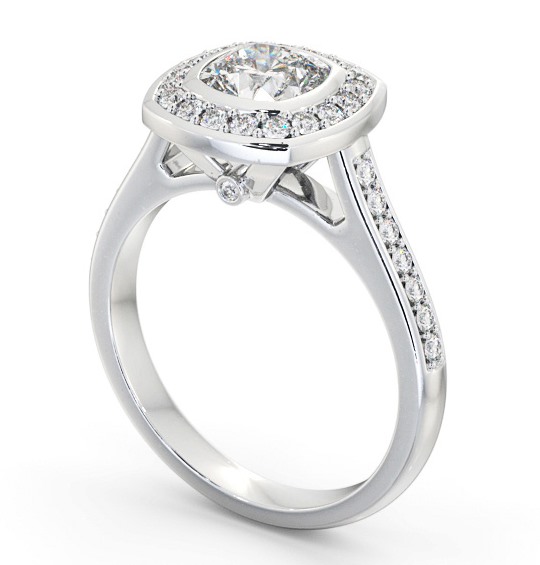  Halo Cushion Diamond Engagement Ring Palladium - Farlam ENCU32_WG_THUMB1 