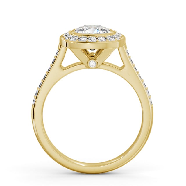 Halo Cushion Diamond Engagement Ring 18K Yellow Gold - Farlam ENCU32_YG_UP