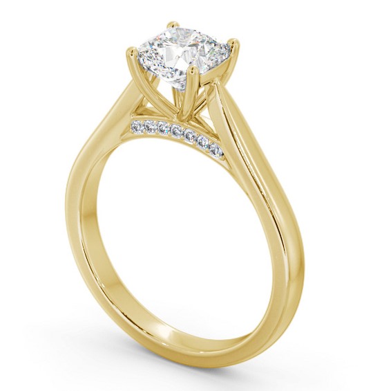 Cushion Diamond Engagement Ring 9K Yellow Gold Solitaire - Fiorenza ENCU33_YG_THUMB1