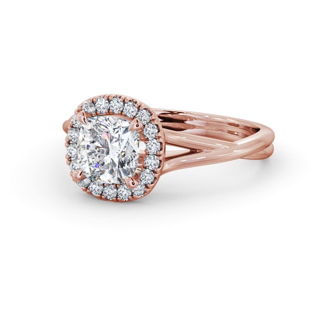 Halo Cushion Diamond Engagement Ring 18K Rose Gold - Nydia ENCU38_RG_FLAT