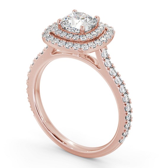  Halo Cushion Diamond Engagement Ring 18K Rose Gold - Kimcoe ENCU39_RG_THUMB1 
