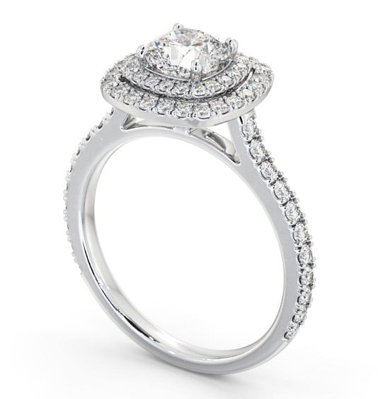  Halo Cushion Diamond Engagement Ring Platinum - Kimcoe ENCU39_WG_THUMB1 