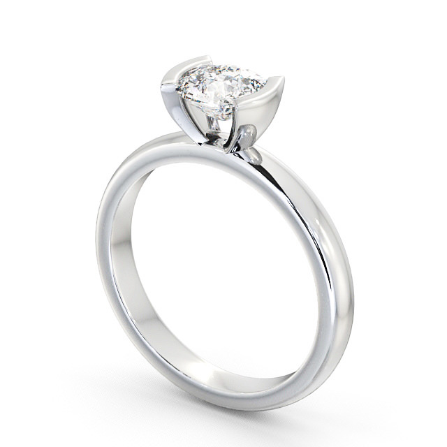 Cushion Diamond Engagement Ring Palladium Solitaire - Rosley ENCU5_WG_SIDE