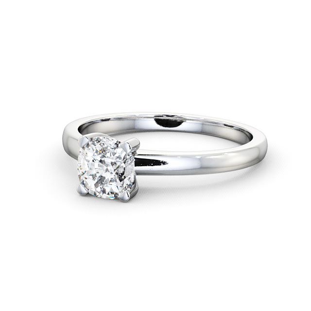 Cushion Diamond Engagement Ring 9K White Gold Solitaire - Treal ENCU6_WG_FLAT