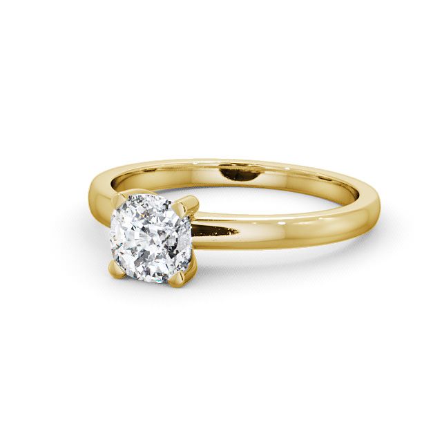 Cushion Diamond Engagement Ring 18K Yellow Gold Solitaire - Treal ENCU6_YG_FLAT