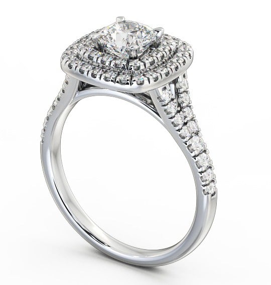  Halo Cushion Diamond Engagement Ring Platinum - Paris ENCU7_WG_THUMB1 