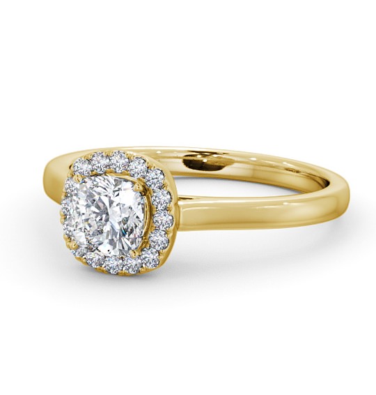  Halo Cushion Diamond Engagement Ring 18K Yellow Gold - Valentina ENCU8_YG_THUMB2 