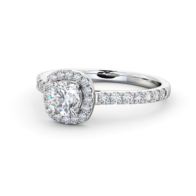 Halo Cushion Diamond Engagement Ring 18K White Gold - Adriana ENCU9_WG_FLAT
