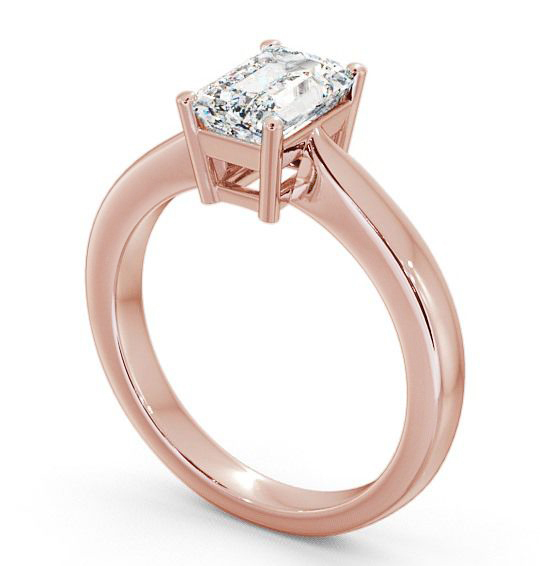 Emerald Diamond Engagement Ring 9K Rose Gold Solitaire - Wilcot ENEM10_RG_THUMB1