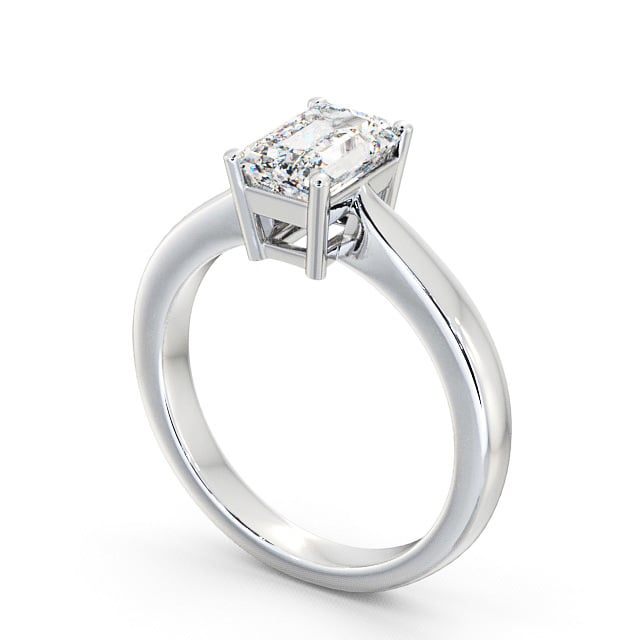 Emerald Diamond Engagement Ring 18K White Gold Solitaire - Wilcot ENEM10_WG_SIDE