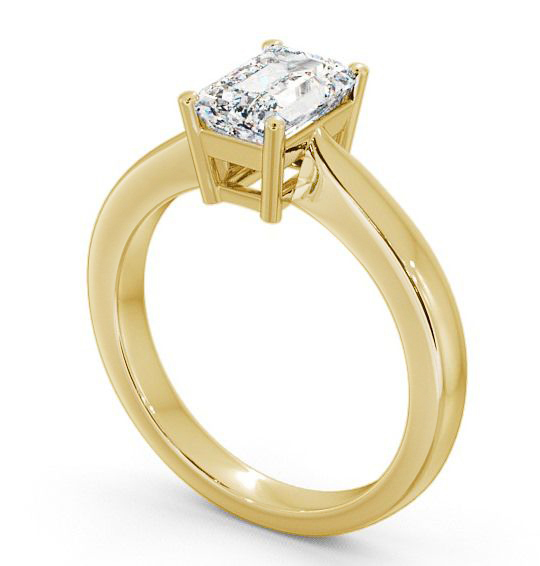Emerald Diamond Engagement Ring 9K Yellow Gold Solitaire - Wilcot ENEM10_YG_THUMB1